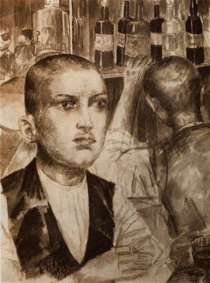 Kuzma Petrov-Vodkin garson-parisian-cafe-1924