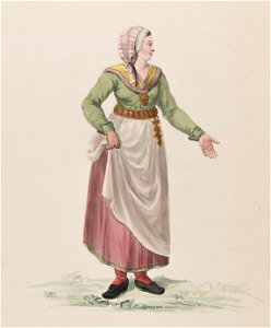 Kvinna dräkt. Akvarell i storformat av C.W. Swedman - Nordiska museet - NMA.0070147 (1)