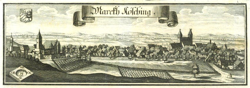 Kupferstich - Markt Kösching - Wening - 1701