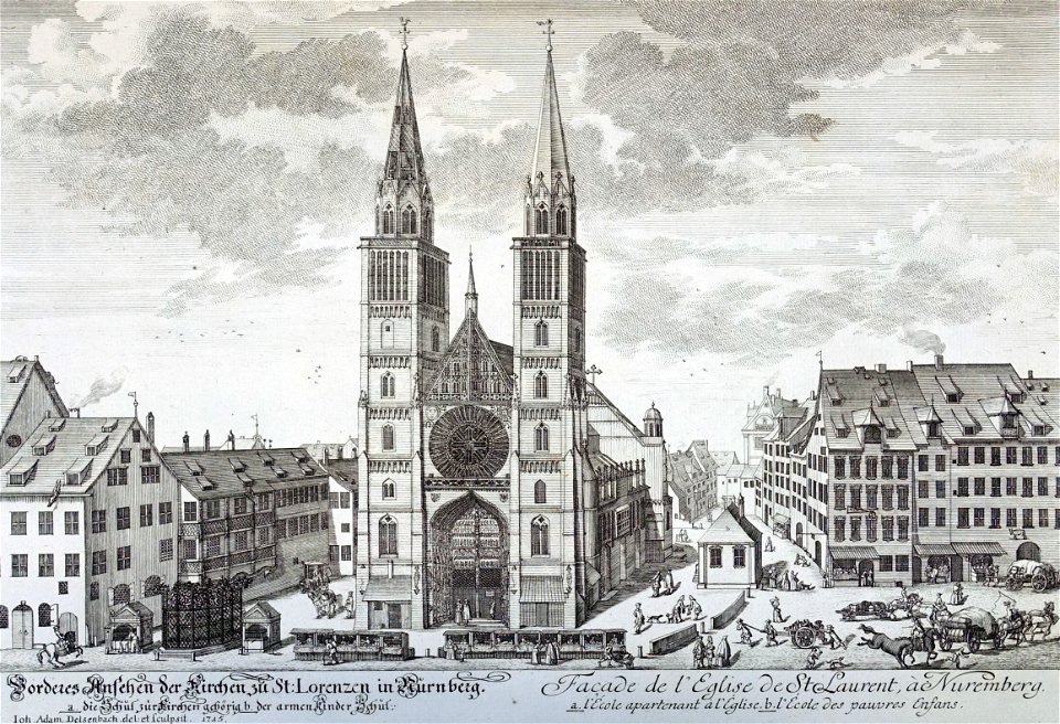 Kupferstich - Nürnberg - St Lorenz - Delsenbach - 1745
