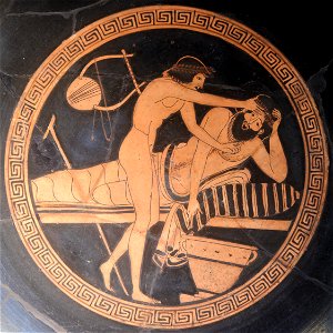 Kylix man vomiting Brygos Painter Nationalmuseet inv.3880