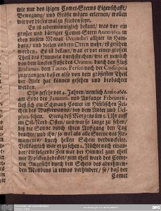Kurtze iedoch eigentliche Und Warhafftige Beschreibung Des Cometen 03