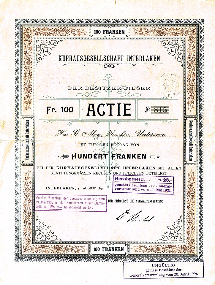 Kurhausgesellschaft Interlaken 1899