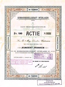 Kurhausgesellschaft Interlaken 1899