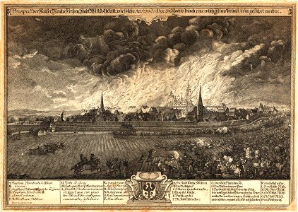Kupferstich - Windsheim - Stadtbrand - Delsenbach - 1730