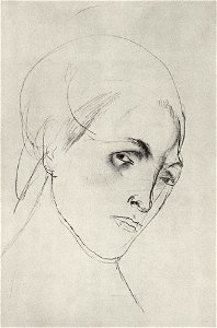 Kuzma Petrov-Vodkin sketch-of-a-woman-s-head-to-the-picture-mother-1911
