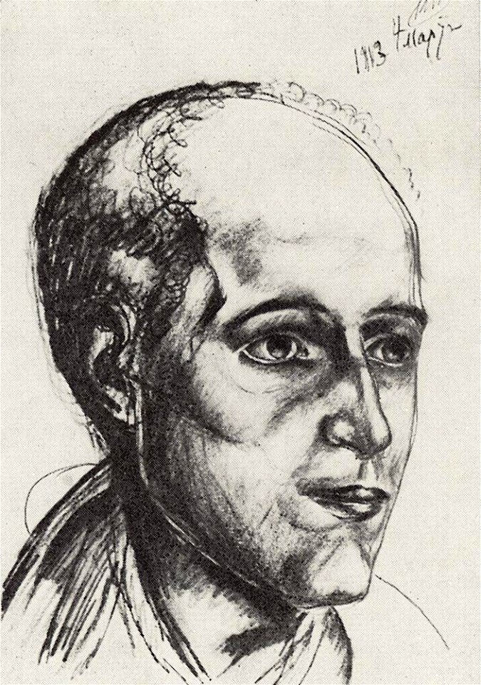 Kuzma Petrov-Vodkin portrait-of-the-poet-1913