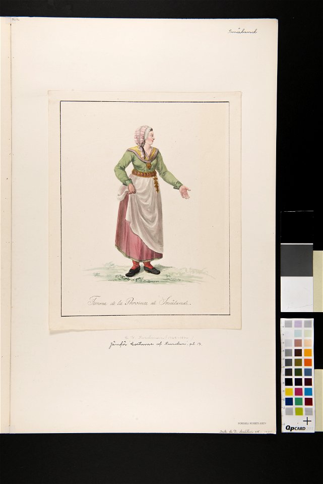 Kvinna dräkt. Akvarell i storformat av C.W. Swedman - Nordiska museet - NMA.0070147 (2)
