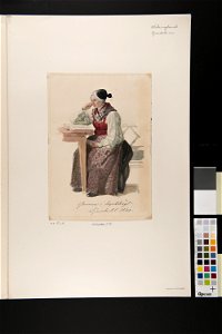 Kvinna i kyrkdräkt, Ljusdahl 1840. Akvarell av J.W Wallander - Nordiska museet - NMA.0070073 (2)