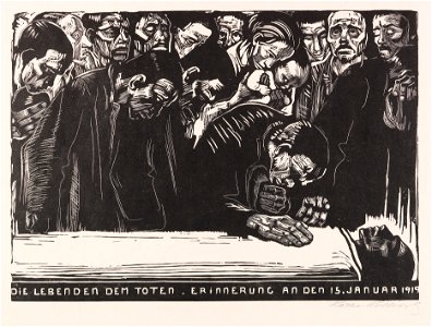 Käthe Kollwitz Gedenkblatt für Karl Liebknecht 1920. Free illustration for personal and commercial use.