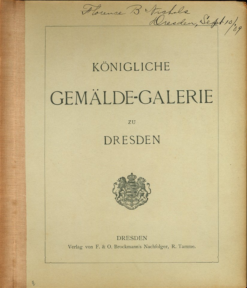 Königliche Gemälde-Galerie Dresden Brockmann-Tamme Cabinet Titel