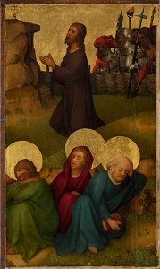 Kölnisch um 1450 - Tafel eines Flügelaltares, Christus am Ölberg Außenseite, behobelt - WAF 508 - Bavarian State Painting Collections