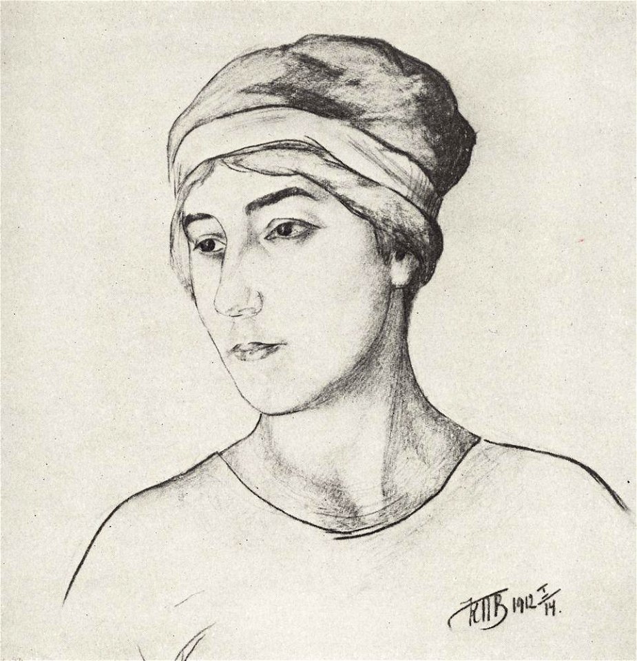 Kuzma Petrov-Vodkin portrait-of-the-artist-s-wife-1912