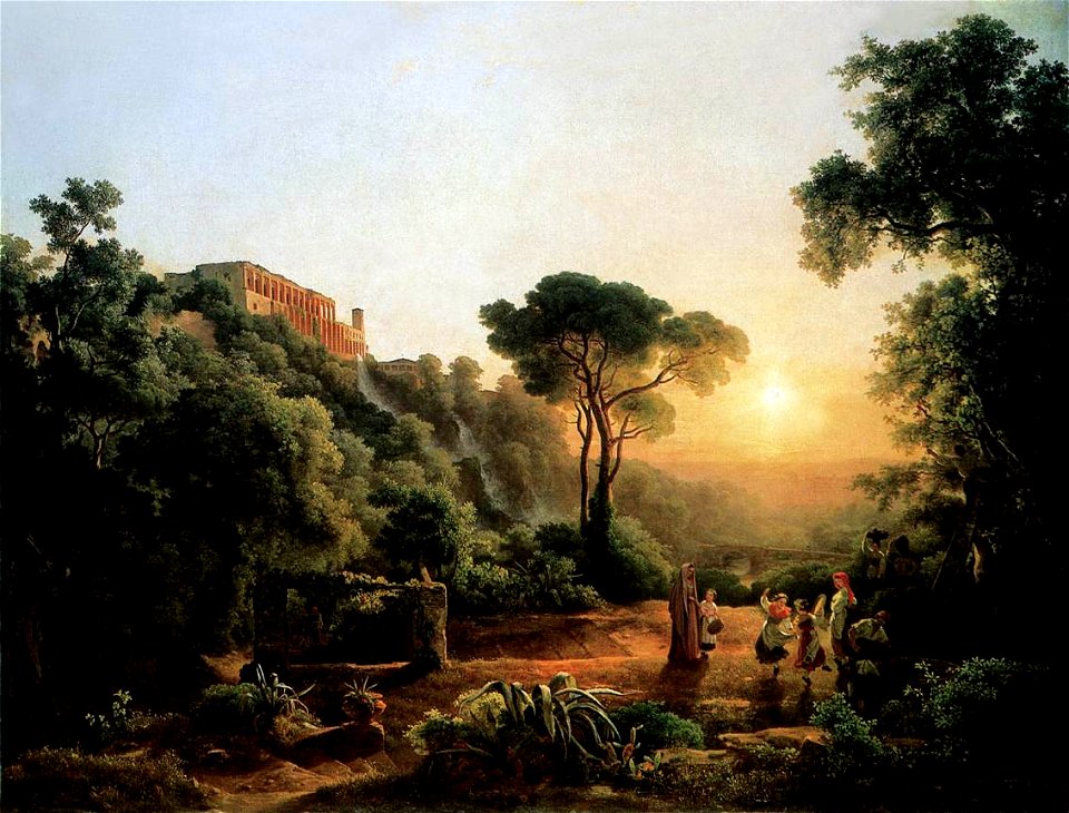 Károly Markó (I) - Landscape near Tivoli with Vintager Scens - WGA14109