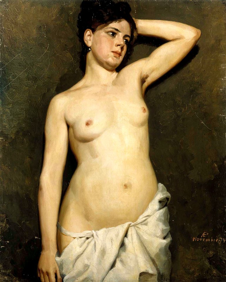 Kvinnlig modellstudie, målning av Albert Edelfelt från 1874