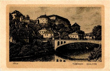 König - Hohentübingen mit Alleenbrücke (AK 0.20.10 H Sting 1926)