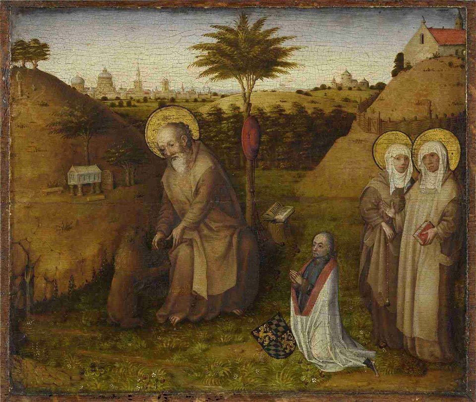 Kölnisch um 1440-50 - Der hl. Hieronymus mit den hll. Frauen Paula und Eustochium und einem Stifter - 5317 - Bavarian State Painting Collections