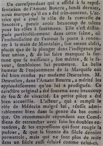 L'Amant bourru Le Médecin malgré lui Gazette de Jersey 1788