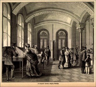 Központi távirda sürgönyfeladója Budapest, Mo. és a Nagyvilág, 1874