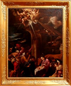 L'Adoration des bergers (avec cadre), Pedro Orrente, Musée Goya