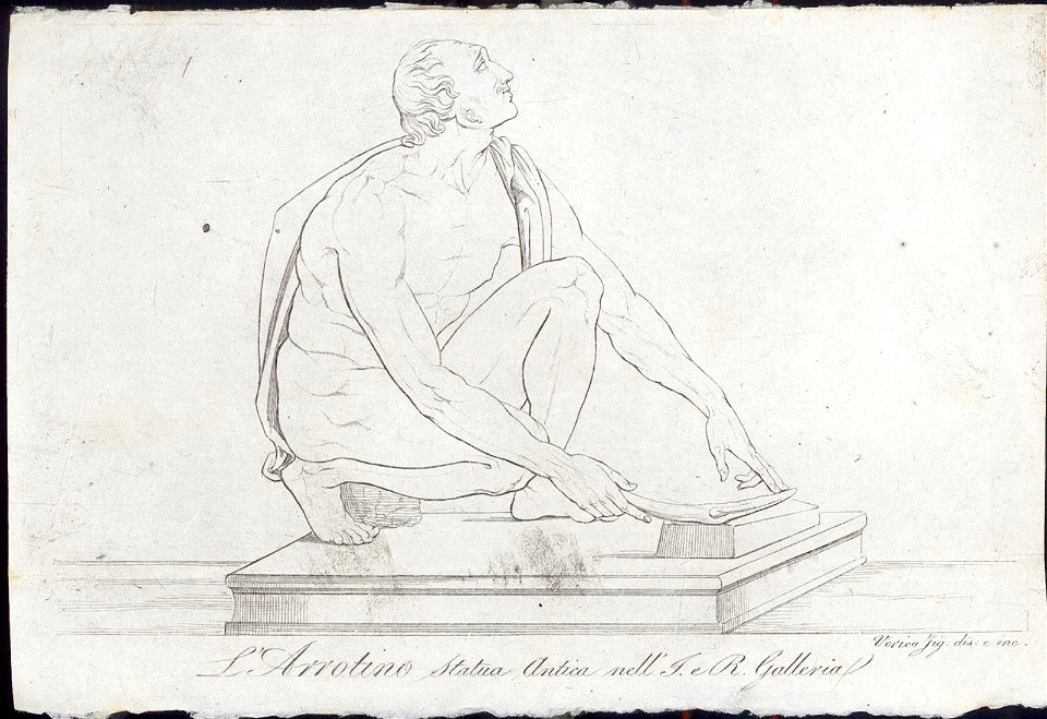 L'Arrotino. Statua antica nell' J. e R. Galleria, objectnr A 59382