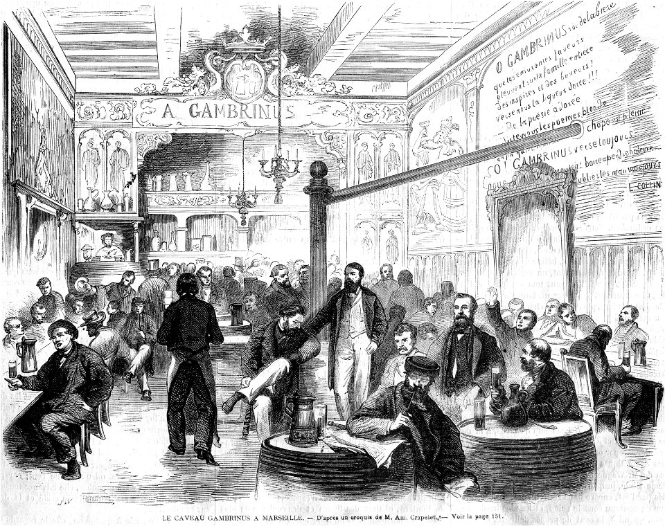 L'Illustration 1862 gravure Le caveau Gambrinus à Marseille