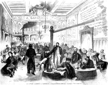 L'Illustration 1862 gravure Le caveau Gambrinus à Marseille