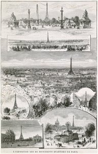 L'exposition vue de différents quartiers de Paris. Free illustration for personal and commercial use.