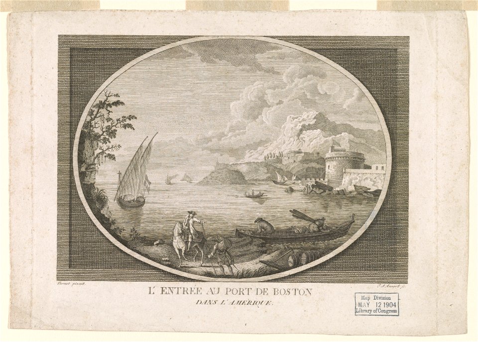 L'entrée au port de Boston - dans l'Amérique - Vernet pinxit ; F.A. Annert sc. LCCN2004672471