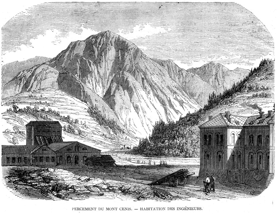 L'Illustration 1862 gravure Percement du Mont Cenis 01, habitation des ingénieurs