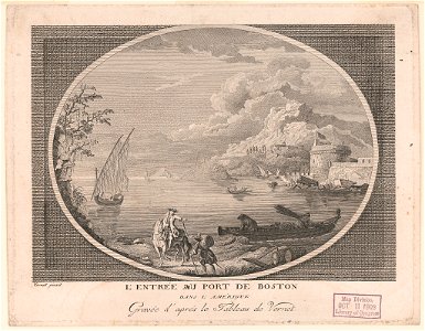 L'entrée au port de Boston dans l'Amérique gravée d'aprés le tableau de Vernet - Vernet pinxit. LCCN2014645222