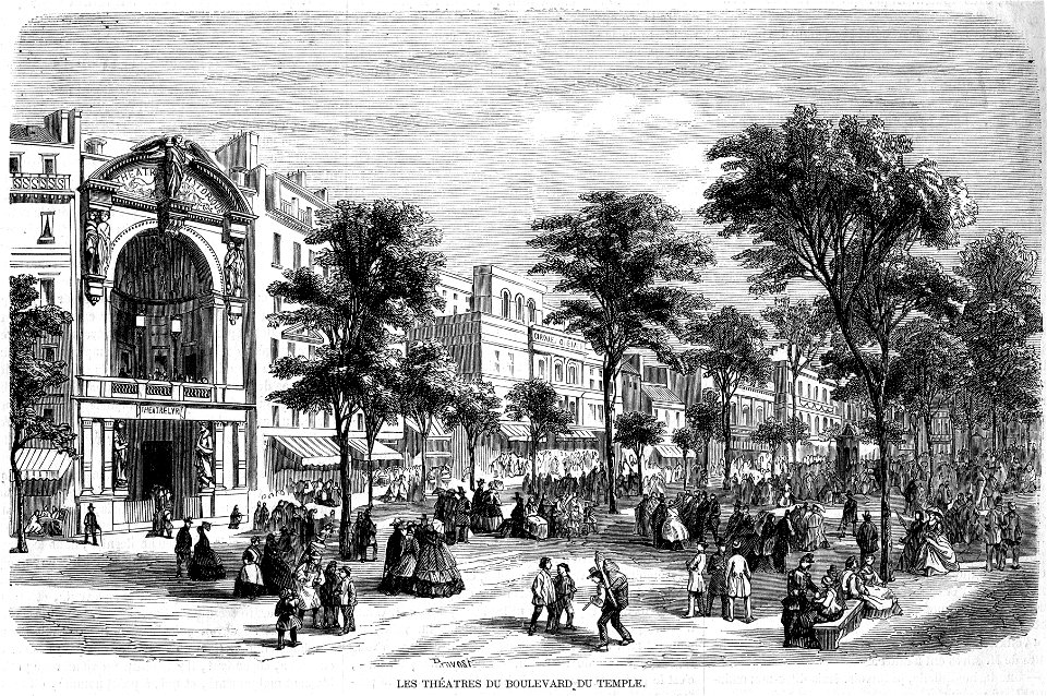 L'Illustration 1862 gravure Les théatres du Boulevard du Temple