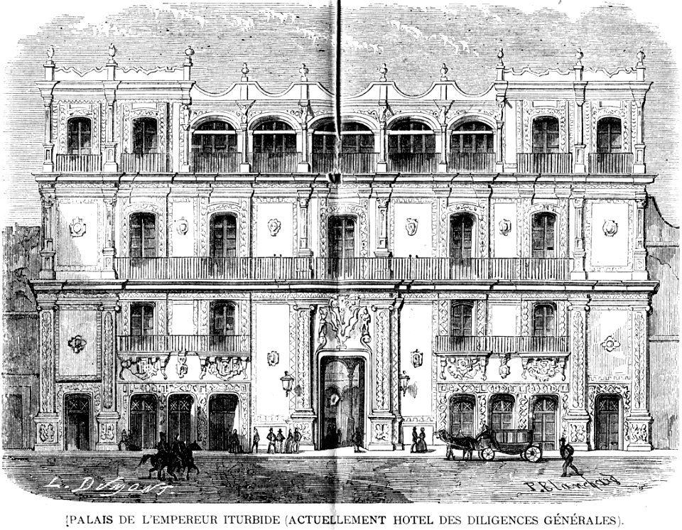L'Illustration 1862 gravure Palais de l'Empereur Iturbide