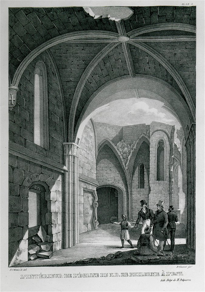 L'intérieur de l'Église de ND De Philerme - Rottiers Bernard Eugène Antoine - 1828