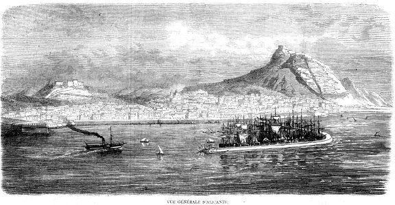 L'Illustration 1862 gravure Vue génerale d'Alicante