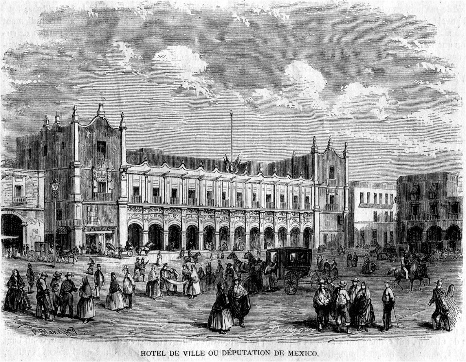 L'Illustration 1862 gravure Hotel de Ville ou Députation de Mexico