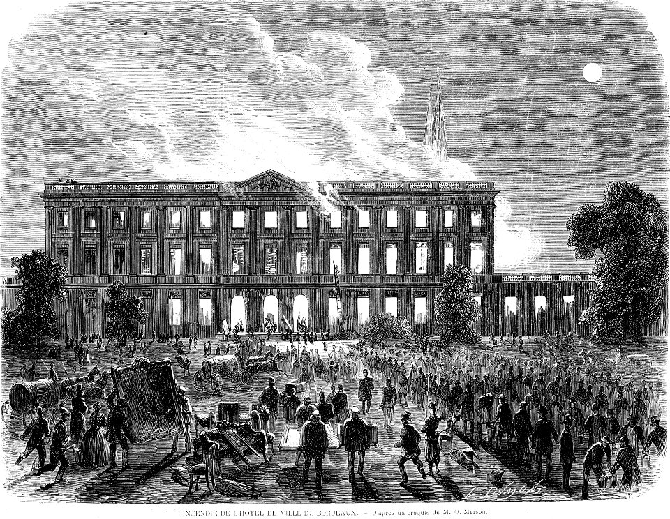 L'Illustration 1862 Incendie de l'hôtel de ville de Bordeaux, le 13 juin 1862