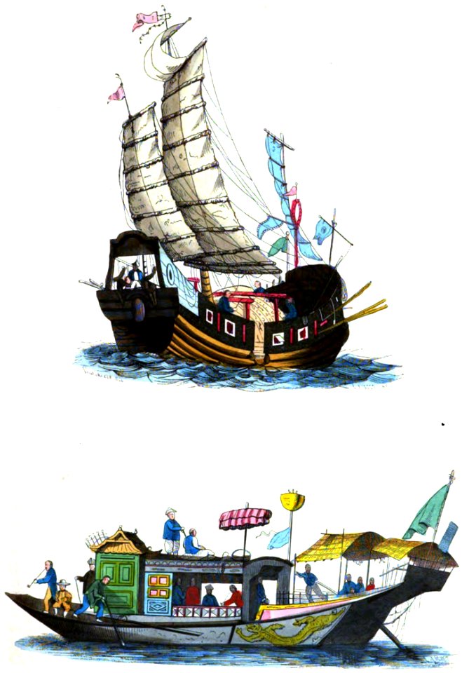 L. Lisbet. Jonques chinoises. Auguste Wahlen. Moeurs, usages et costumes de tous les peuples du monde. 1843