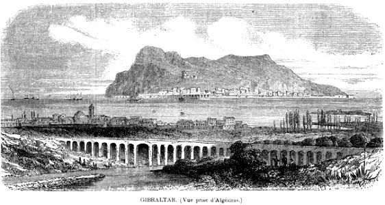 L'Illustration 1862 gravure Gibraltar vue prise d'Algéziras