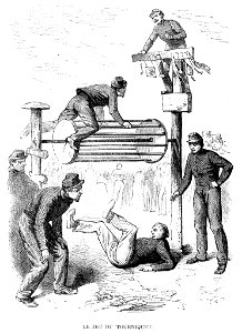 L'Illustration 1862 gravure Le jeu du tourniquet. Free illustration for personal and commercial use.