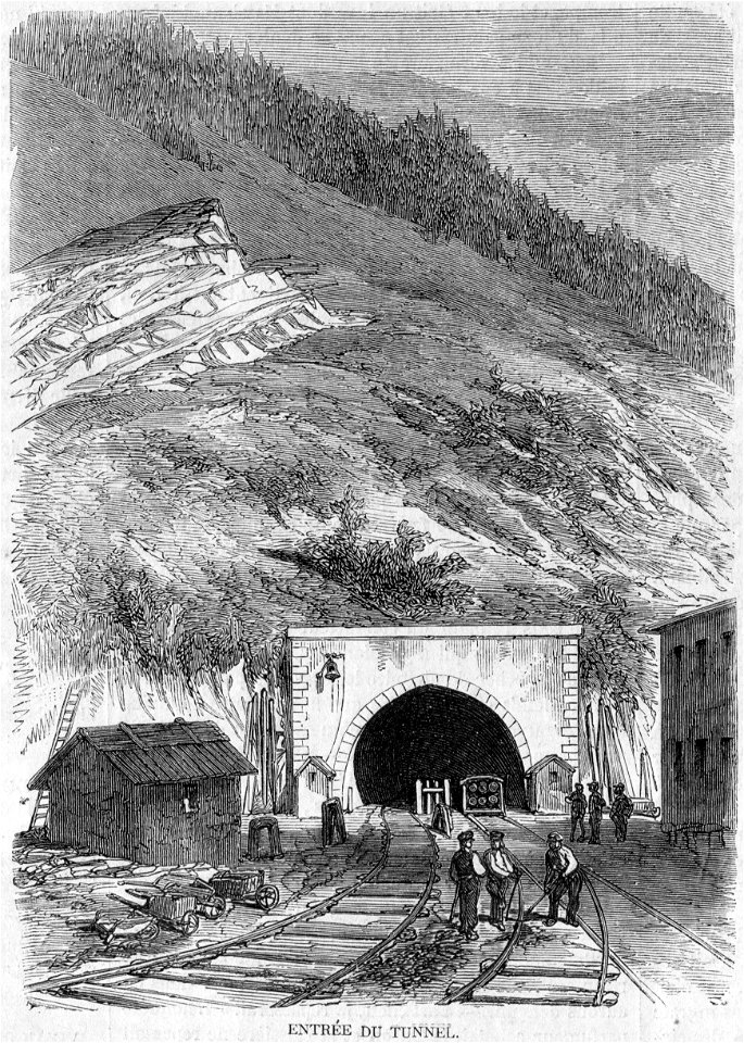 L'Illustration 1862 gravure Percement du Mont Cenis 04, Entrée du tunnel