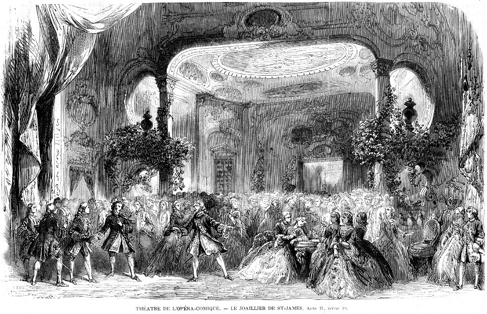 L'Illustration 1862 gravure Théatre de l'Opéra-Comique - Le Joaillier de St.-James
