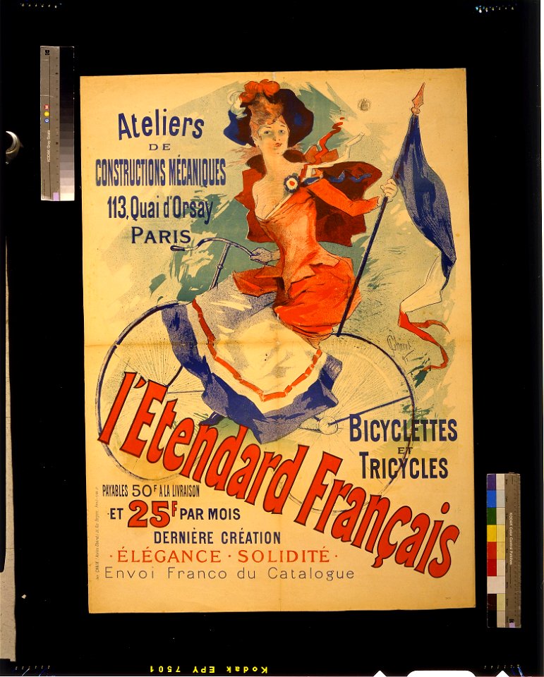 L'Etendard français, bicyclettes et tricycles - J. Chéret, 91. LCCN2004675012