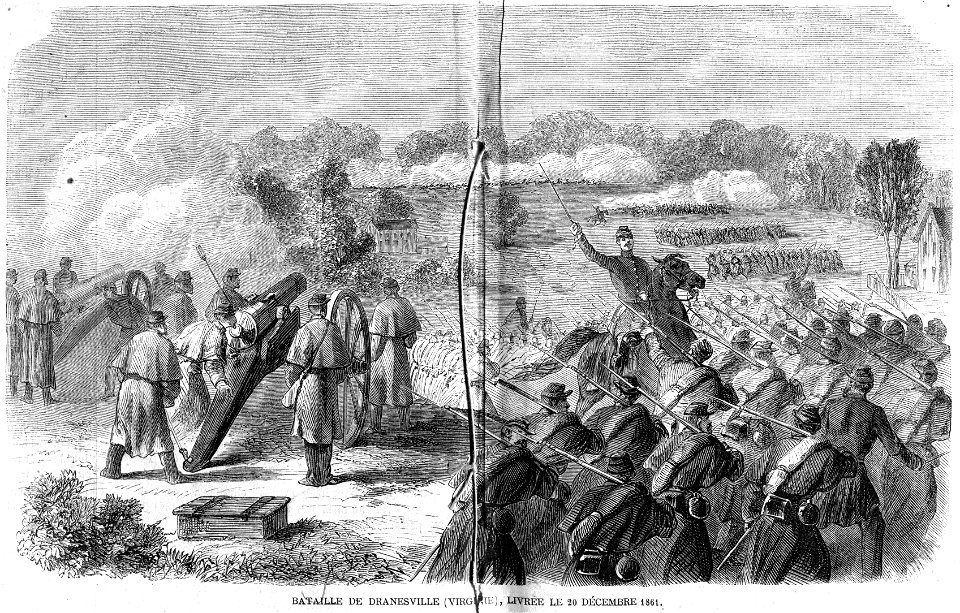 L'Illustration 1862 gravure La bataille de Dranesville, Virginie, 20-12-1861