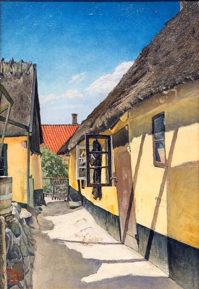 L.A. Ring, En gyde med gulkalkede huse,skt. Jørgensbjerg, 1927