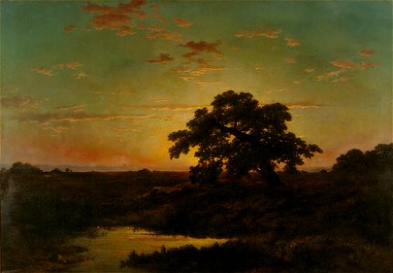 L. Hanedoes - Heidelandschap bij zonsondergang - B710 - Cultural Heritage Agency of the Netherlands Art Collection