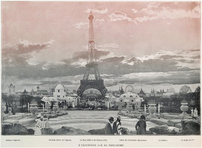 L'exposition vue du Trocadéro, 1900. Free illustration for personal and commercial use.