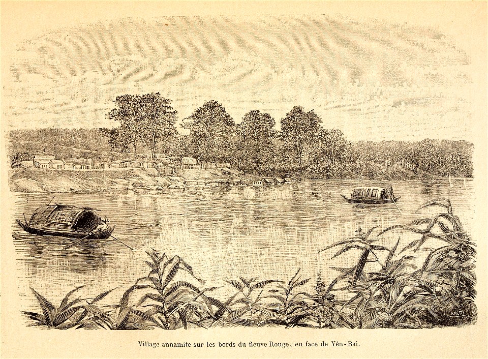 L.Girod-Dix Ans de Haut-Tonkin-1899-village annamite sur le Fleuve Rouge