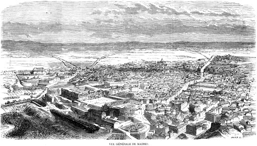 L'illustration 1862 gravure Vue générale de Madrid