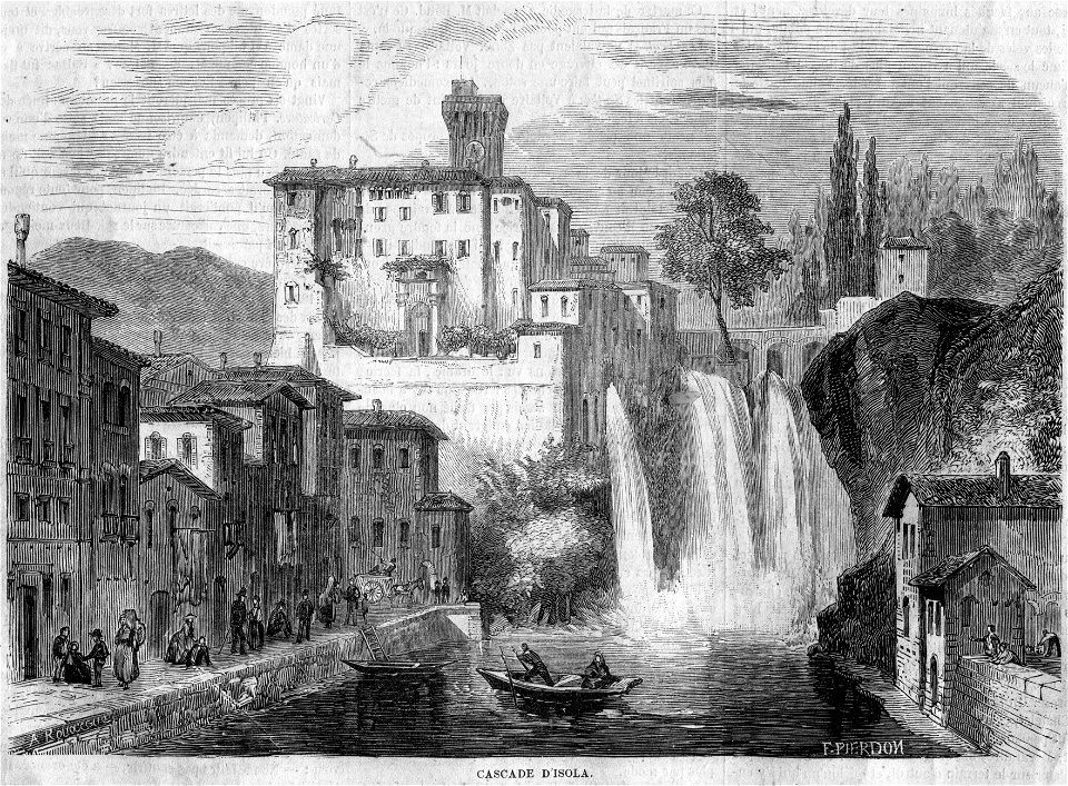 L'Illustration 1862 gravure Cascade d'Isola del Liri